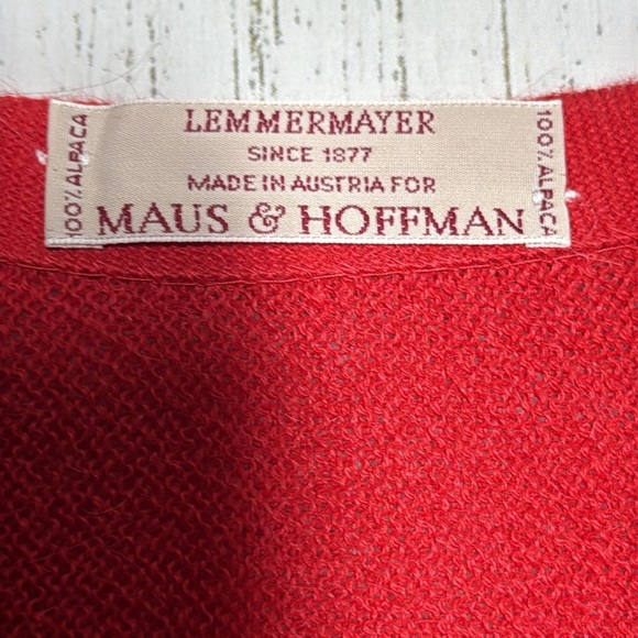 Lemmermayer Maus & Hofmann Red 100% Alpaca V Neck Button Cardigan Medium Large - Picture 4 of 5